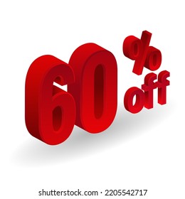 3d red discount collection - 60 percent vector format