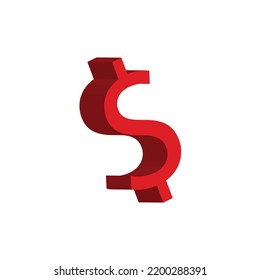 3D Red Dollar Sign Vector Illustration - Bold Currency Symbol for Finance and Banking Design
