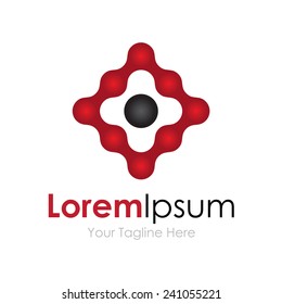 3D red dots abstract target element icons business logo 