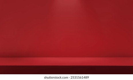 3D Vermelho sala vazia com mesa.