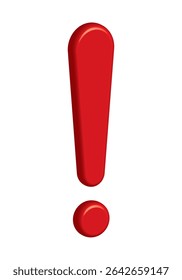 3d Red exclamation - caution icon vector design template. Red glossy 3d exclamation warning sign, attention, alert symbol isolated on a white background.