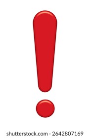 exclamação 3d vermelha - cuidado ícone modelo de design de vetor. Sinal de aviso de exclamação 3d brilhante vermelho, atenção, símbolo de alerta isolado em um fundo branco.