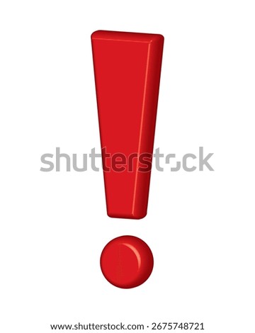 3d Red exclamation - caution icon vector design template. Red glossy 3d exclamation warning sign, attention, alert symbol isolated on a white background.