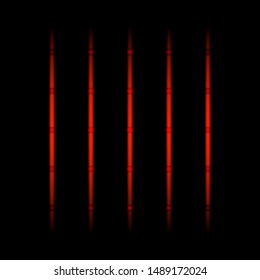 3d red fading neon light elements, vertical lines and dots on black background. Futuristic abstract pattern. Texture for web-design, website, presentations, digital printing, fashion, concept design. 