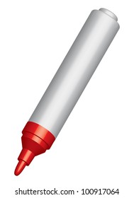 3d Red Felt Tip Marker Isolated. Vector.