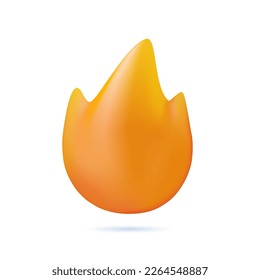 3D red fire icon emoji. Cartoon fire realistic 3d design symbol. Icon for web, app vector icon isolated on white background. Modern emoji