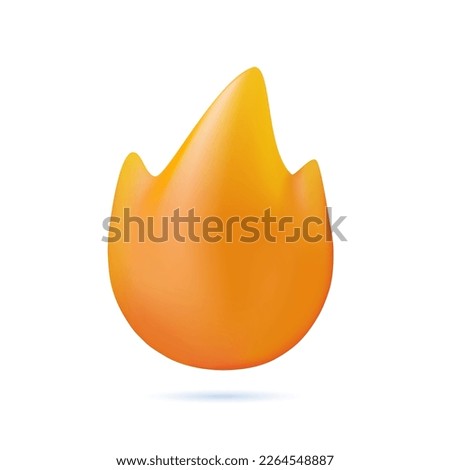 3D red fire icon emoji. Cartoon fire realistic 3d design symbol. Icon for web, app vector icon isolated on white background. Modern emoji