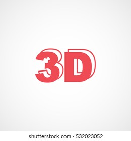 3D Red Flat Icon On White Background