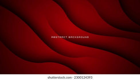 3D red geometric abstract background overlap layer on dark space with waves effect decoration. Graphic design element cutout style concept for banner, flyer, card, brochure cover, or landing page