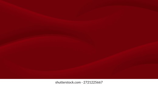 3D red geometric abstract background overlap layer on dark space with waves decoration. Minimalist modern graphic design element cutout style concept for web banner, flyer, card, or brochure cover


