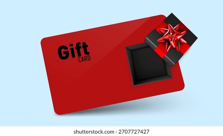 Tarjeta de regalo Roja 3D Con Una Caja De Regalo. Vector EPS10