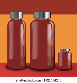 3D red glass bottle mesh tool background Editable post for Social Media Banners for Digital Marketing