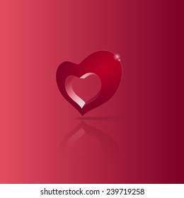 3d red glossy heart. Can be used as a sign, symbol for different design purposes