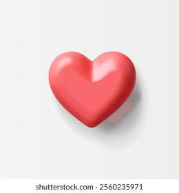 3D red glossy heart, 3D icon. For concepts of medicine, love, gifts, health, holiday celebration. Vector illustration.