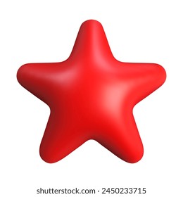 3d red glossy star isolated