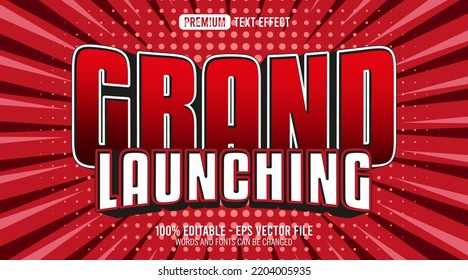 3d red grand launching text effect style for illustrator