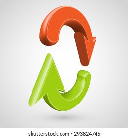 3D red and green arrows, vector