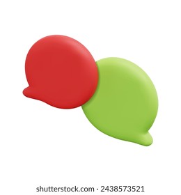 3d red and green bubble vector icon. Isolated on white background. 3d social media communication concept. Cartoon minimal style. 3d red and green chatting icon vector render illustration.
