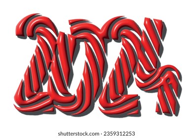 3D red Happy New Year 2024 Grunge Black And White Urban Vector Texture Template. Dark Messy Dust Overlay Distress Background