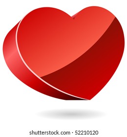 3D red heart icon isolated on white.