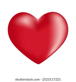 3d red heart isolated on white background valentines day romantic icon love symbol vector illustration