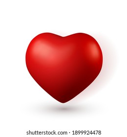 3d Red Heart. Love Symbol Isolated On Red Background. Vector Illustration.