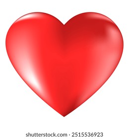 Forma de coração vermelho 3D isolado no fundo branco. Ilustração do vetor 3D