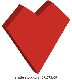 3D Red Heart Valentine Creative Love Logo