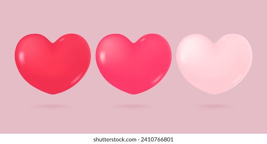 3D red heart vector Feelings of love during Valentine's Day