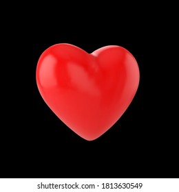 Icono del vector del corazón rojo 3D aislado en el fondo negro.
