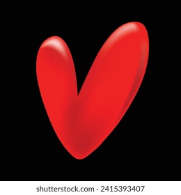 3d Red heart. Vector icon illustration isolated on black background. Realistic design icon heart symbol love. Like and Heart icon. Free to edit. Valentine's Day and Mother's Day decoration. Button.

