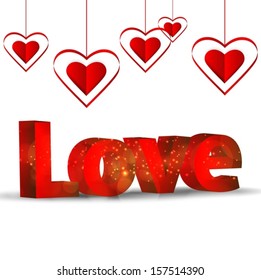  3d red hearts on a white background isolated. Vector EPS 10 illustration.