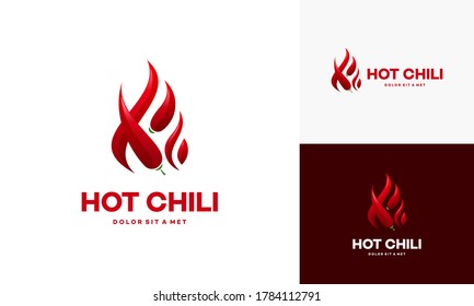 3D Red Hot Chili logo designs concept vector, Spicy Pepper logo designs template