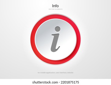 3d Red Info Point Icon. I Icon Symbol. Help And Hint Symbol. FAQ And Detail Symbol. Information Icon Collection. Info Button. Info Symbol Minimal And Flat Style. Stock Vector.