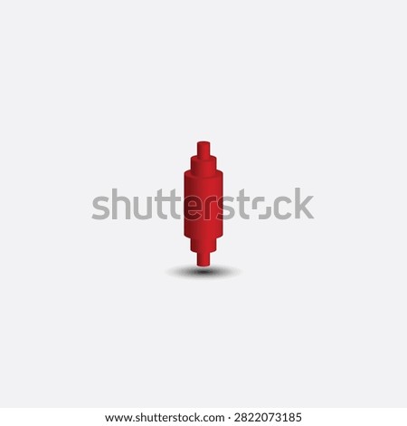 3D red layered cylinder object