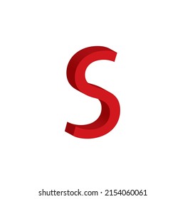3D red letter S isolated white background