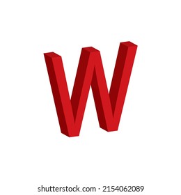 Letra roja 3D W fondo blanco aislado