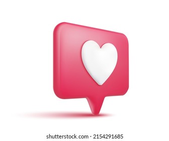 Icono 3d De Estilo Rojo Con Pictograma Cardíaco. Render de moda vectorial realista. Aislado En Fondo Blanco