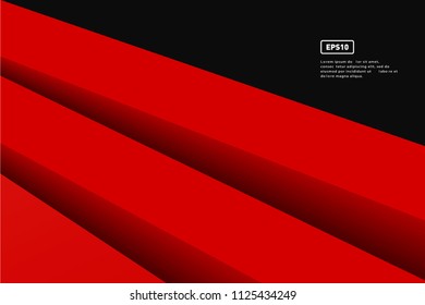 3D red lines on black background. Abstract area for presentation or business.