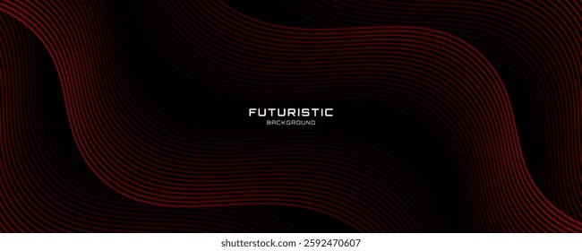 3D red lines techno abstract background overlap layer on dark space with waves effect decoration. Modern graphic design element stripes style concept for web, poster, flyer, card, or brochure cover