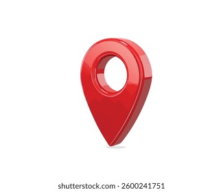 3d Red Location Pin in White background