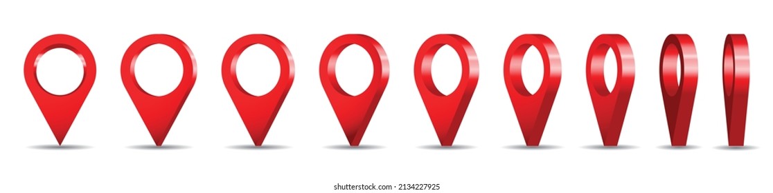 3D red location pins - vector illustration