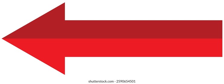 3D Red long arrow icon . pointing left .1176
