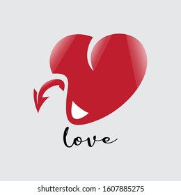 3D red love logo design with tail