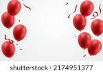 3d red luxury design balloons for celebration party vector illustration