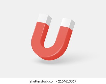 3d red magnet for attraction on a white background. magnet concept for business investment, income and financial savings, money making. 3D render of vector illustration