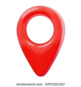 3d red map location pointer. Pin code icon of the geolocation map. Plastic cartoon style. Stock vector illustration on isolated background.	
