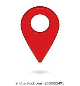 Icono de pin de mapa rojo 3d, marcador de Locación GPS, puntero de etiqueta geográfica, Ilustración vectorial de pin de mapa de diseño de renderizado 3d, símbolo de Locación, pin de navegación Eps10 sobre fondo blanco.
