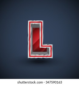 3D red and metal font, vector