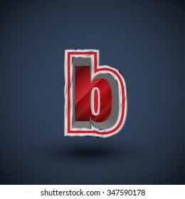 3D red and metal font, vector